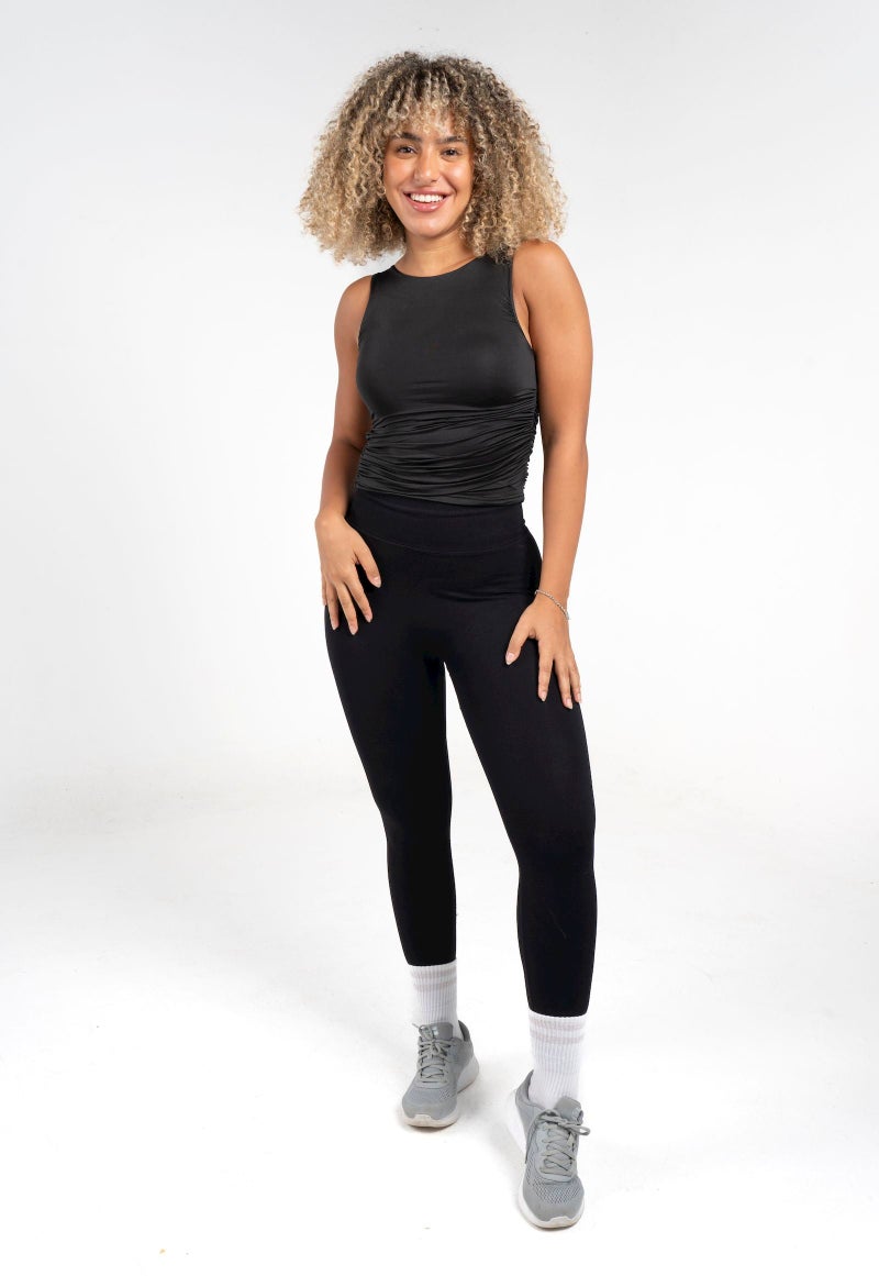 Beyond Women's Black Cinched sleeveless Top - Image 1